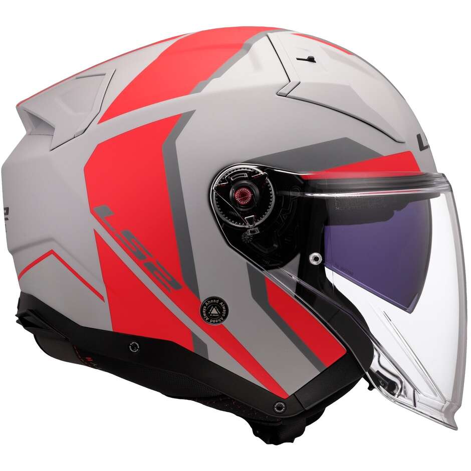 LS2 OF603 INFINITY 2 FOCUS Jet Motorradhelm Grau Rot