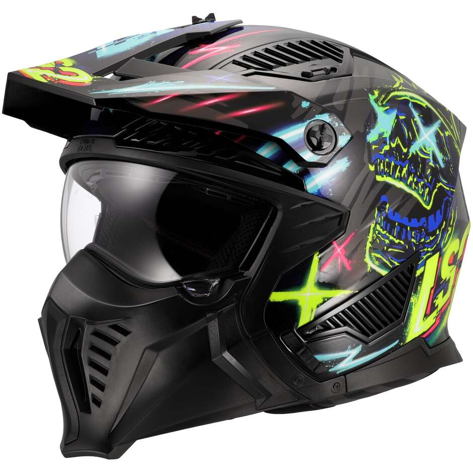 LS2 OF606 DRIFTER RAYZ Jet Motorcycle Helmet Black Blue