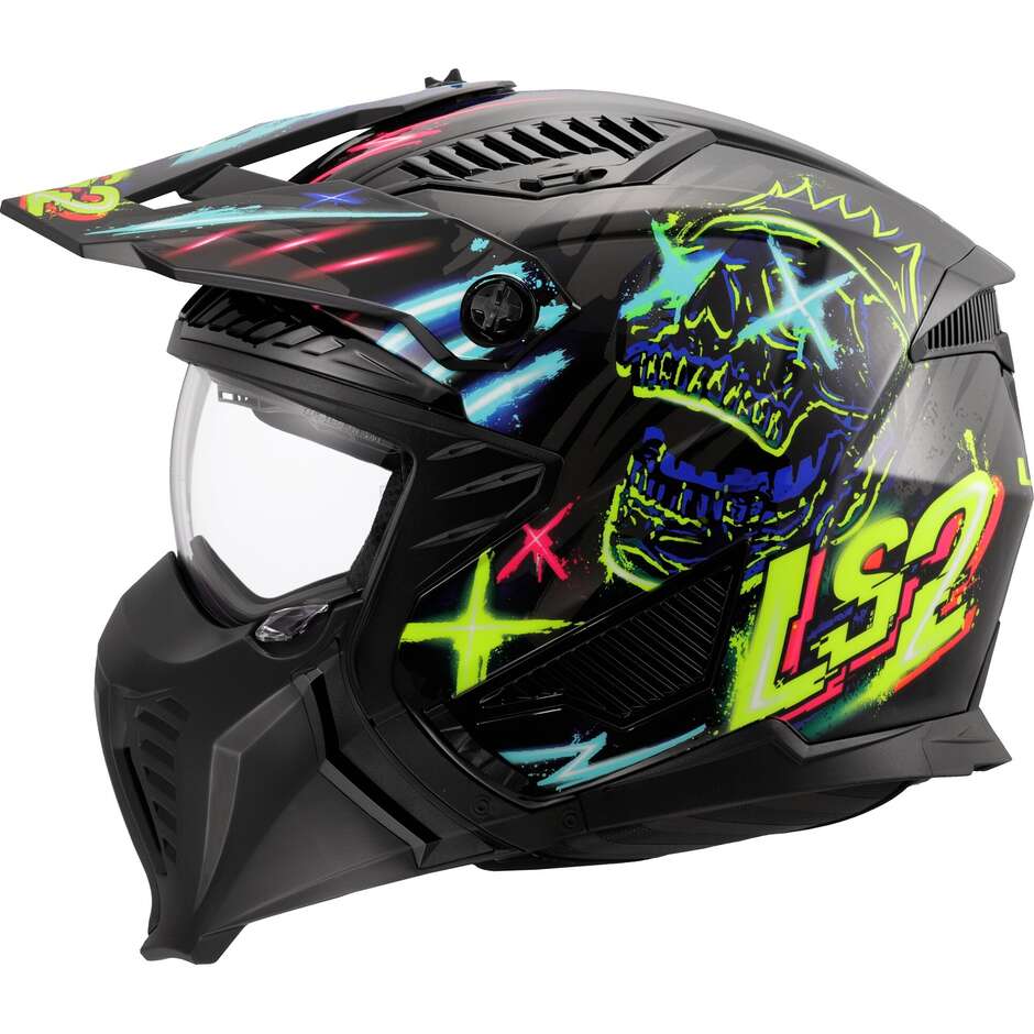 LS2 OF606 DRIFTER RAYZ Jet Motorcycle Helmet Black Blue