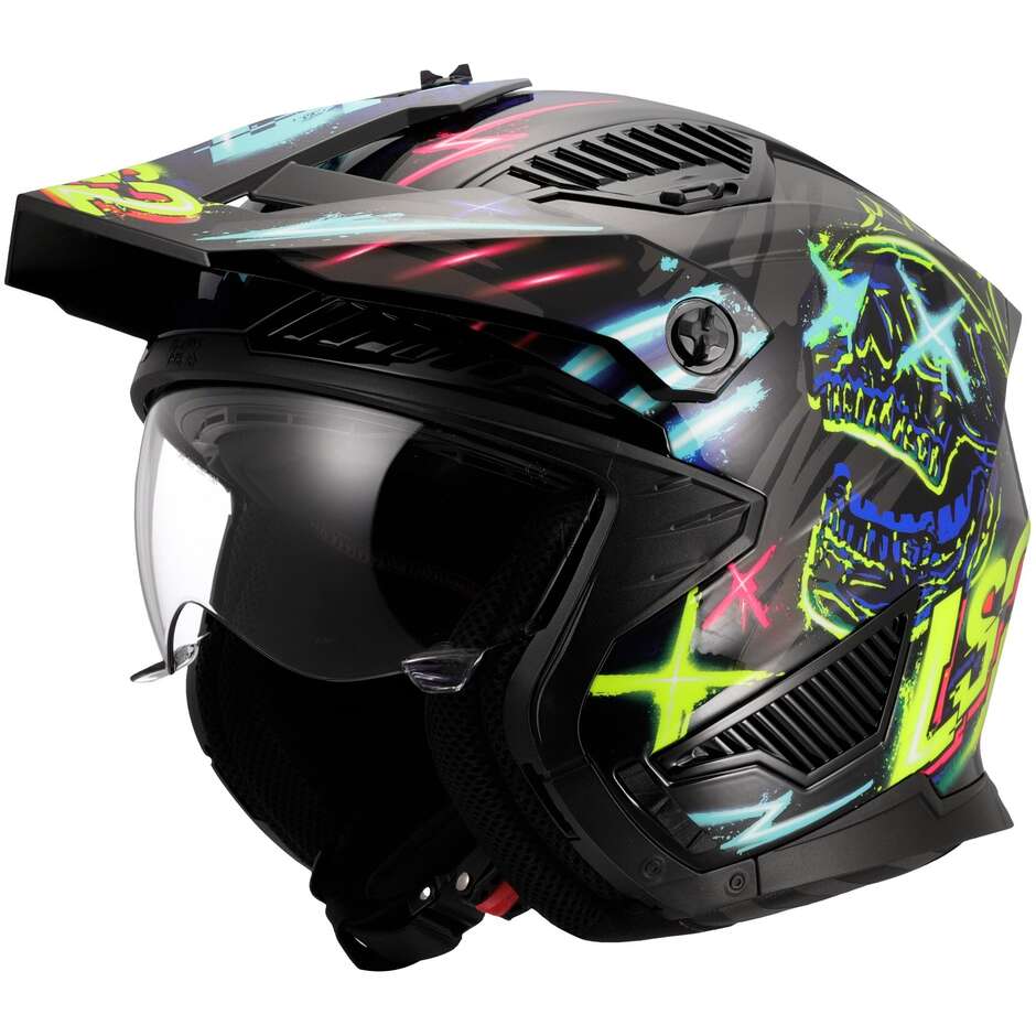 LS2 OF606 DRIFTER RAYZ Jet Motorcycle Helmet Black Blue