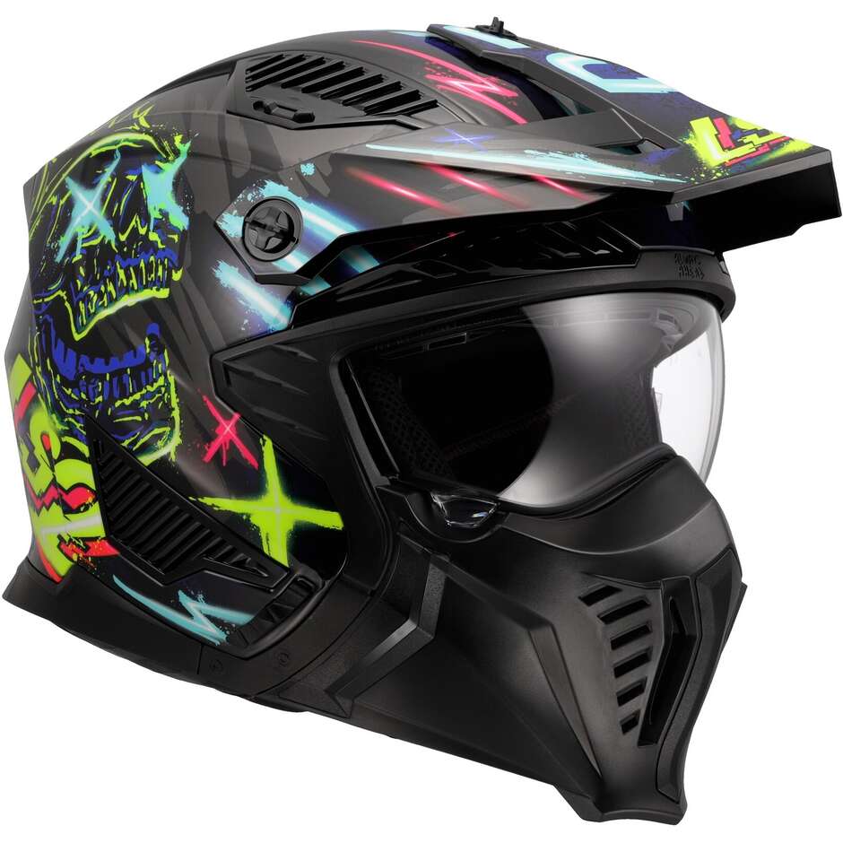 LS2 OF606 DRIFTER RAYZ Jet Motorcycle Helmet Black Blue