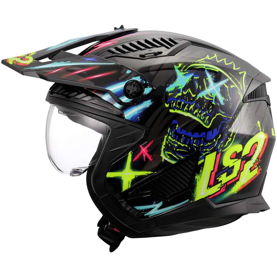 LS2 OF606 DRIFTER RAYZ Jet Motorcycle Helmet Black Blue