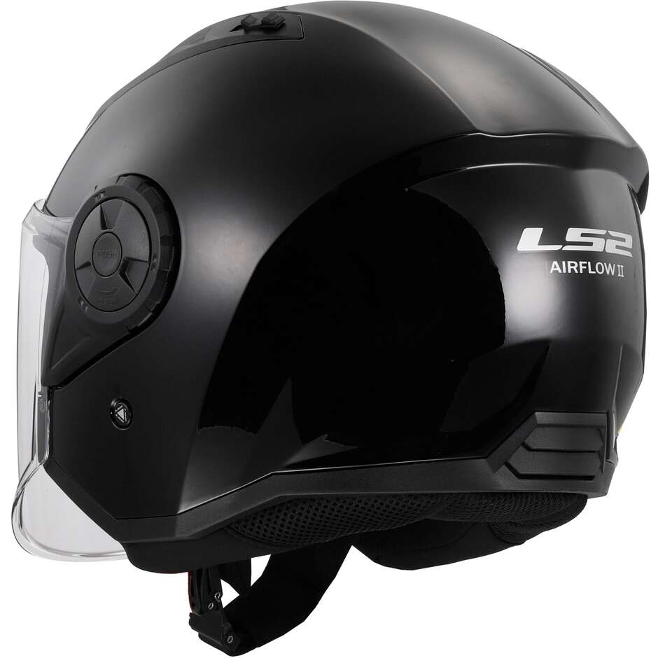 LS2 OF616 AIRFLOW 2 SOLID Schwarzer Motorrad-Jethelm