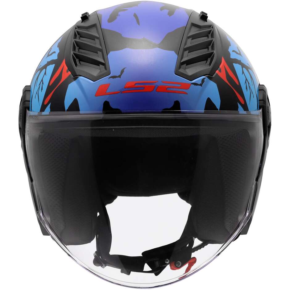 LS2 OF616 AIRFLOW II ZOMBIE II Jet Motorcycle Helmet Black Red Blue