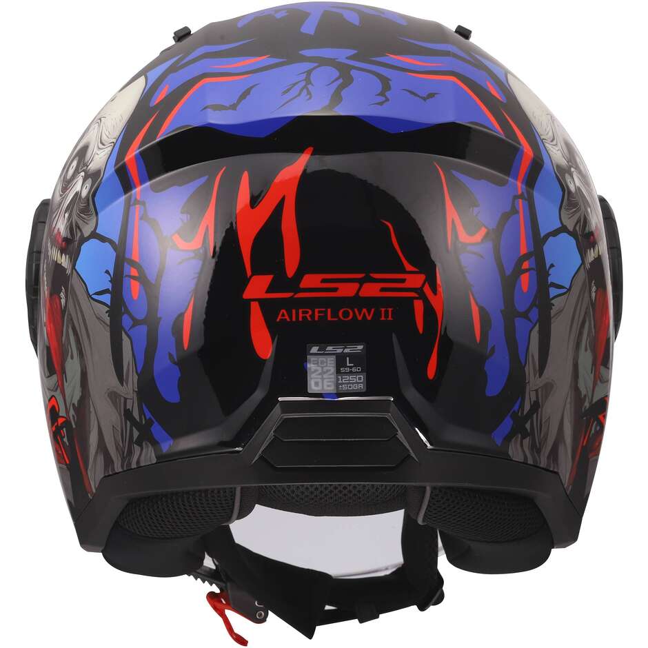 LS2 OF616 AIRFLOW II ZOMBIE II Jet Motorradhelm Schwarz Rot Blau