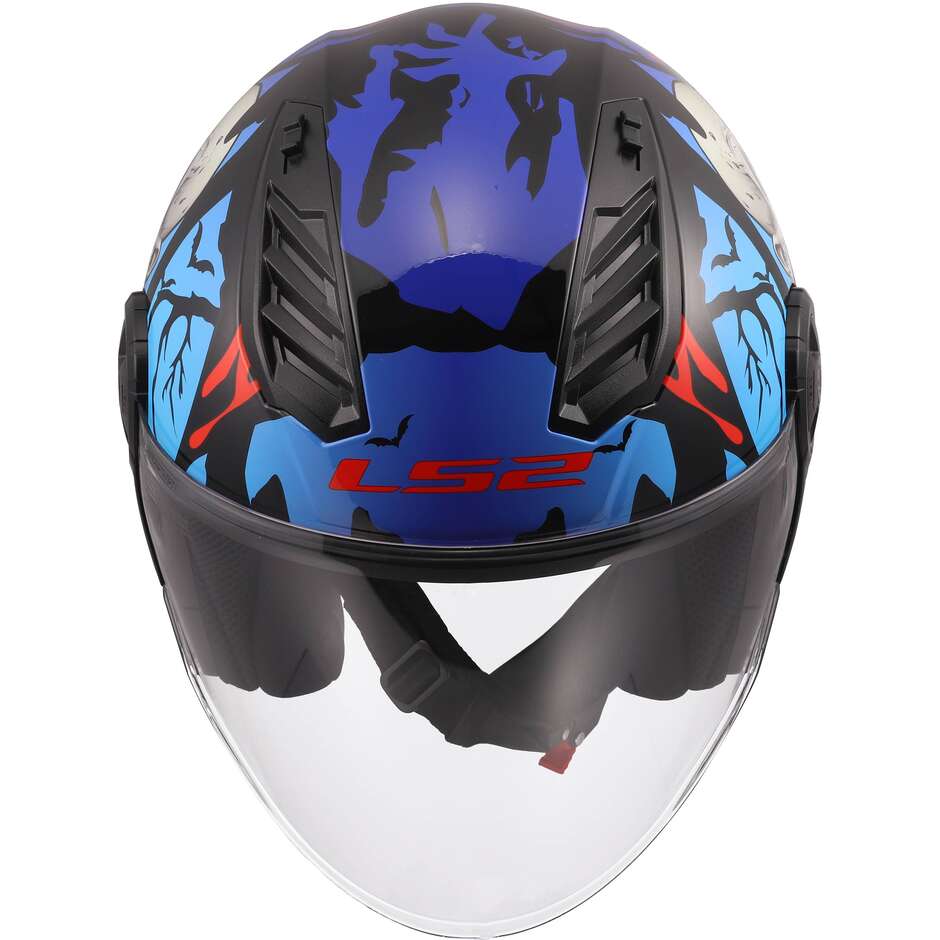 LS2 OF616 AIRFLOW II ZOMBIE II Jet Motorradhelm Schwarz Rot Blau
