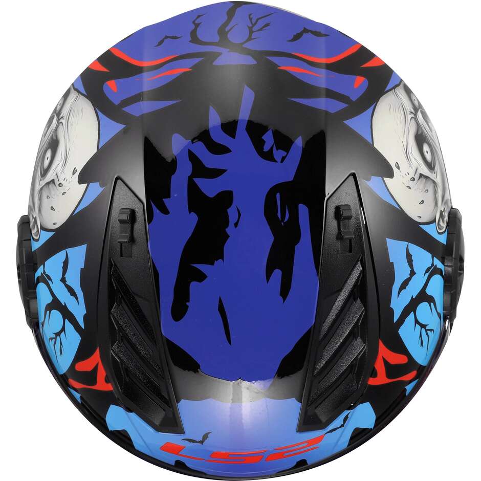 LS2 OF616 AIRFLOW II ZOMBIE II Jet Motorradhelm Schwarz Rot Blau