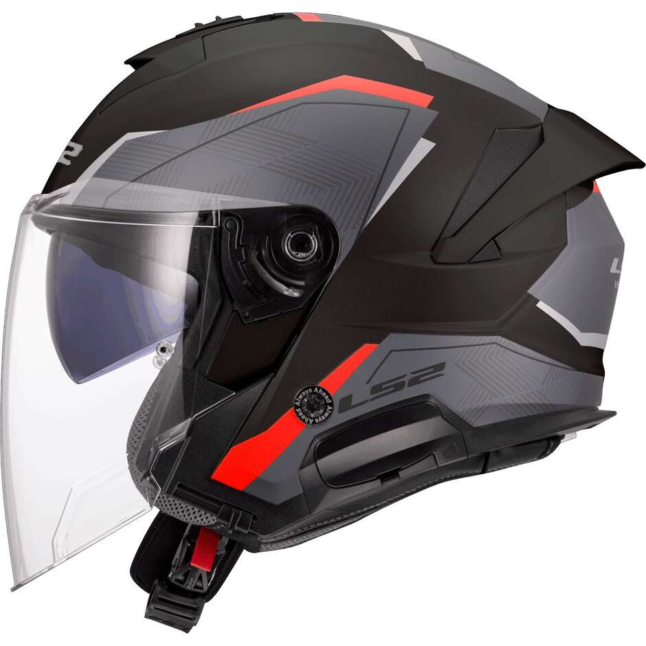 LS2 OF618 VERSO II AIR Motorrad Jethelm Schwarz Rot