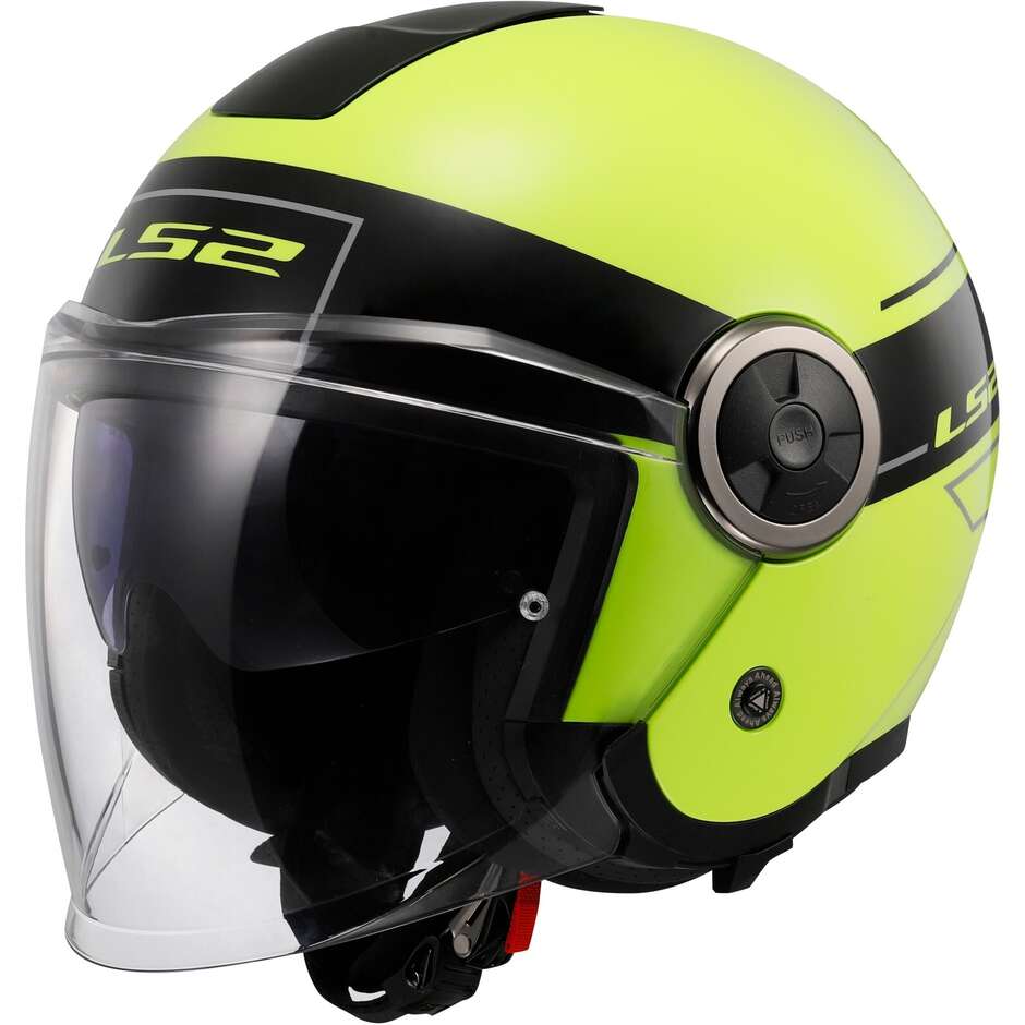 Ls2 OF620 CLASSY CLASSIC Jet Motorradhelm Schwarz Gelb Fluo