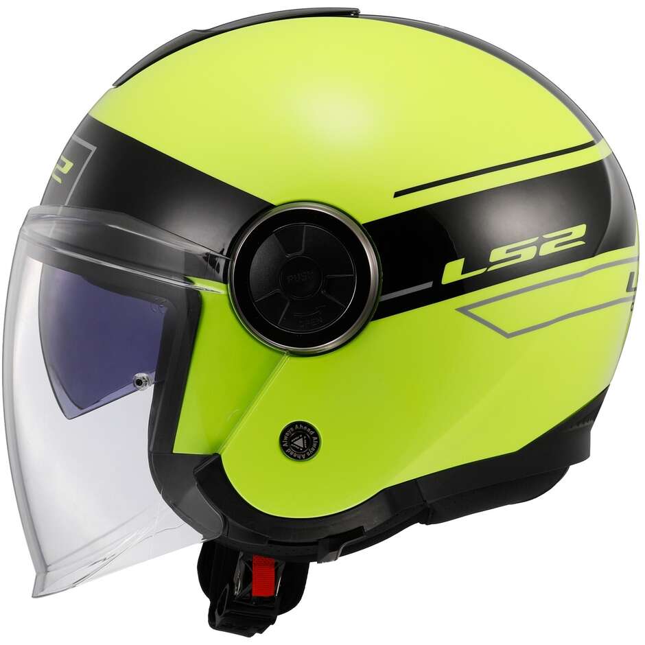 Ls2 OF620 CLASSY CLASSIC Jet Motorradhelm Schwarz Gelb Fluo