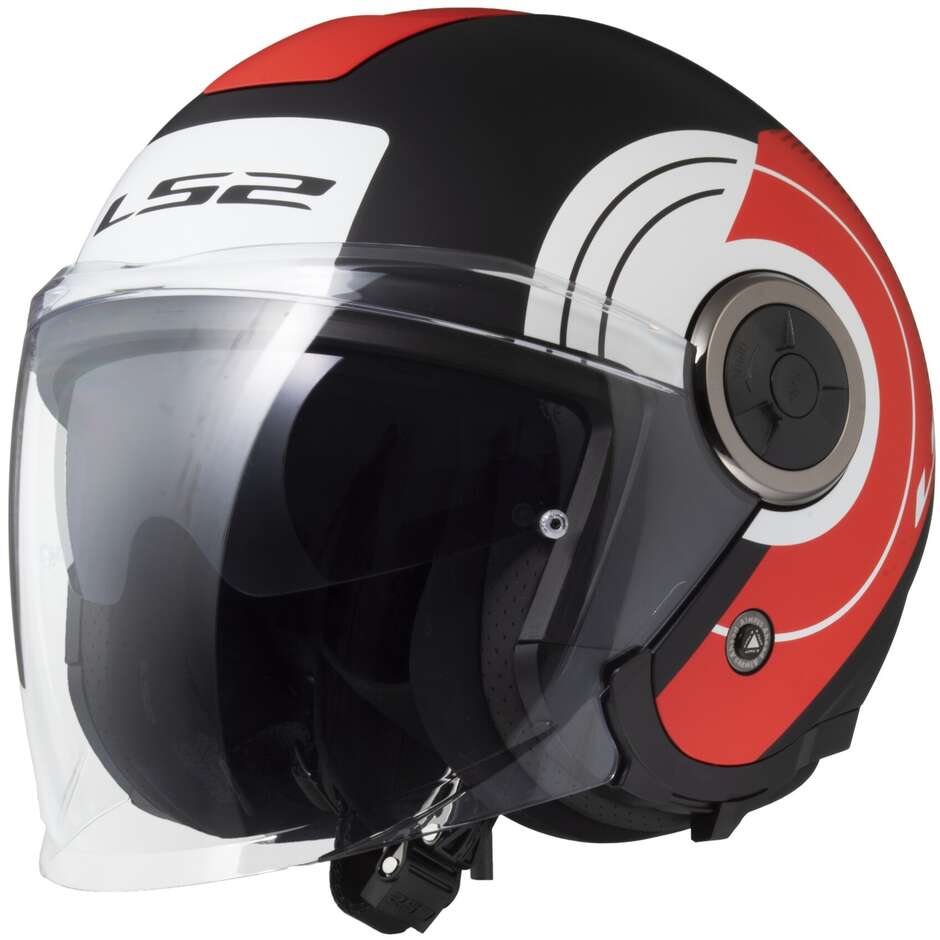 Ls2 OF620 CLASSY DISKO Jet Motorcycle Helmet Matt Black Red White
