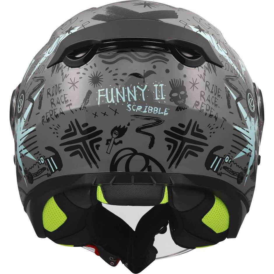 LS2 OF622 FUNNY II SCRIBBLE Kinder Jet Motorradhelm Grau/Blau