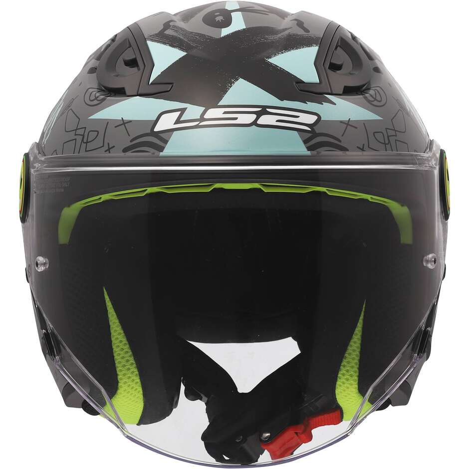 LS2 OF622 FUNNY II SCRIBBLE Kinder Jet Motorradhelm Grau/Blau