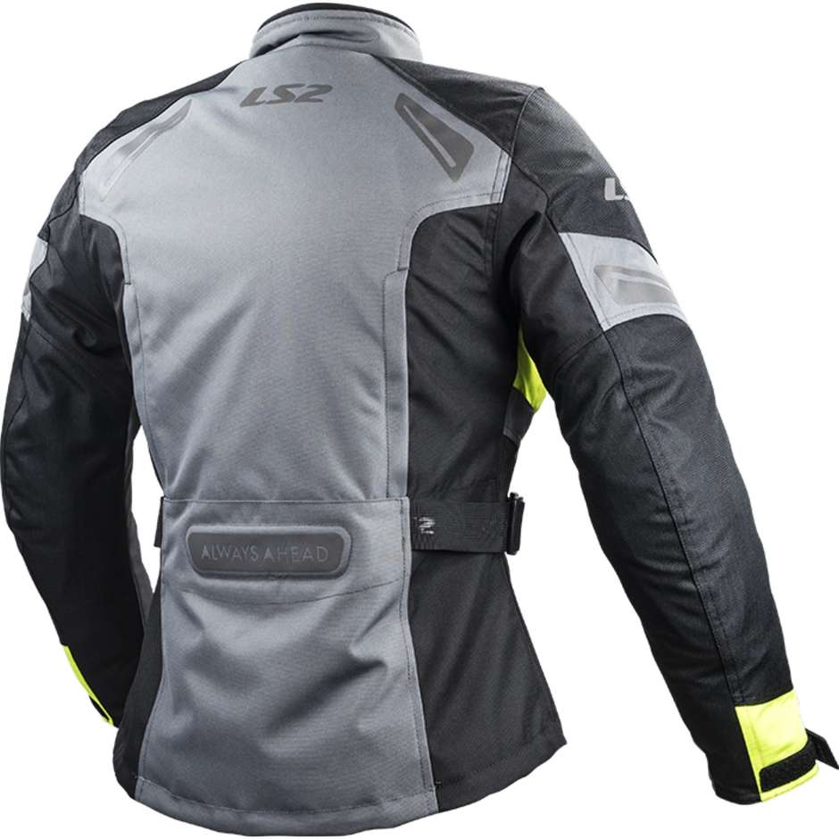LS2 Phase Lady WP Motorcycle Technical Jacket Black Gray Yellow Fluo Certified