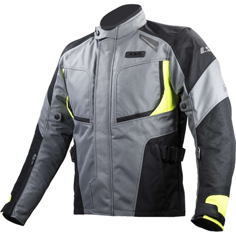 LS2 Phase Man WP Motorcycle Technical Jacket Black Gray Yellow Fluo Certified