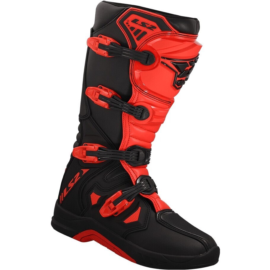 LS2 RAPTOR MAN Motorcycle Boots Black Red