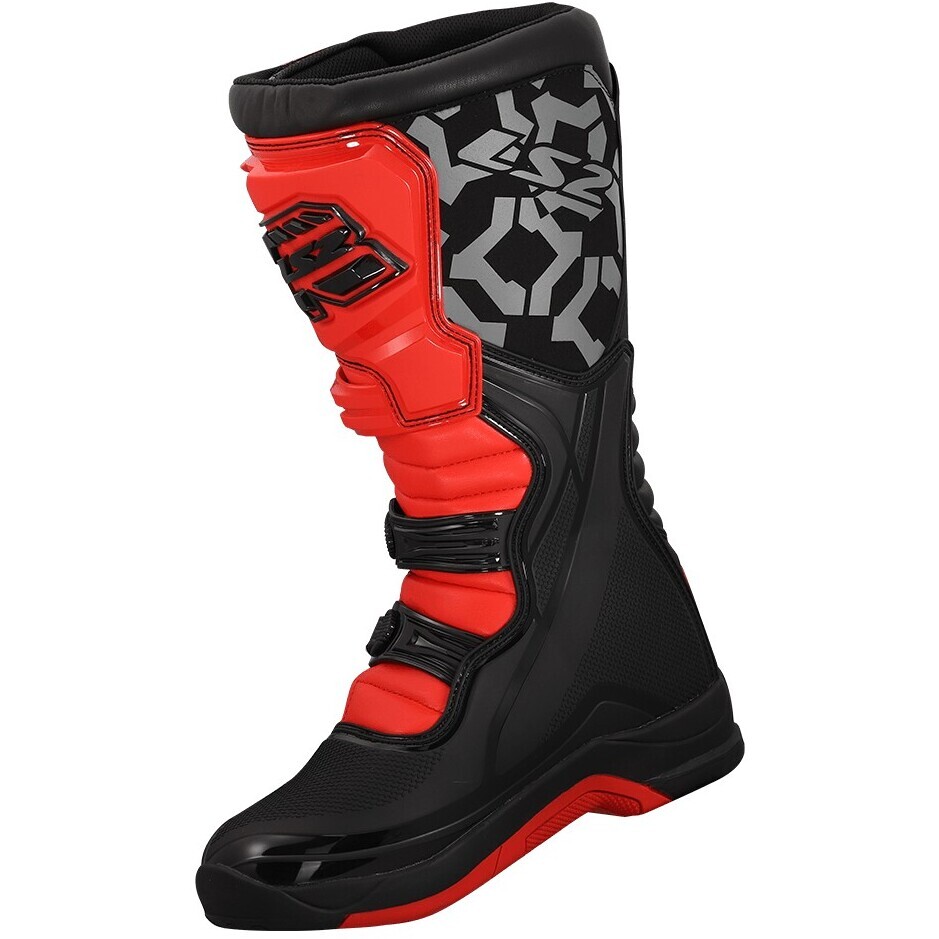 LS2 RAPTOR MAN Motorcycle Boots Black Red