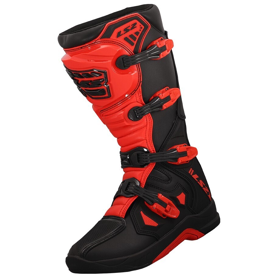 LS2 RAPTOR MAN Motorcycle Boots Black Red