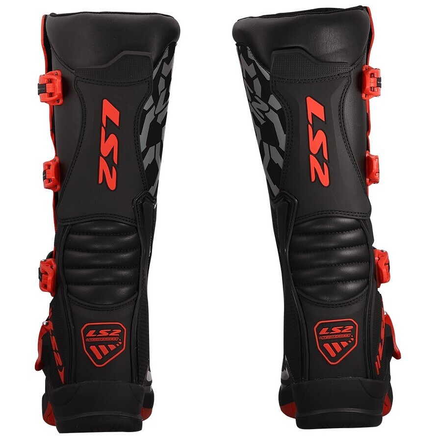 LS2 RAPTOR MAN Motorcycle Boots Black Red