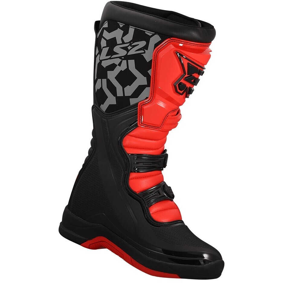 LS2 RAPTOR MAN Motorcycle Boots Black Red