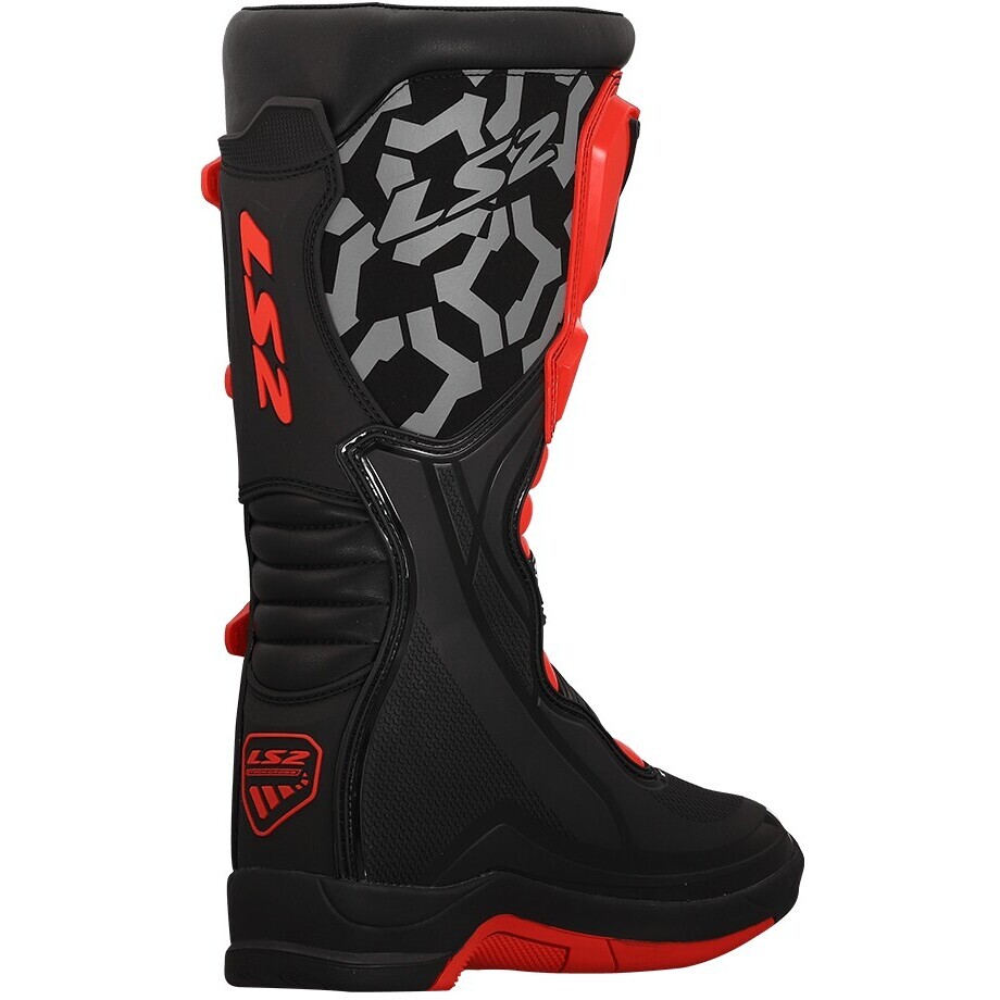 LS2 RAPTOR MAN Motorcycle Boots Black Red