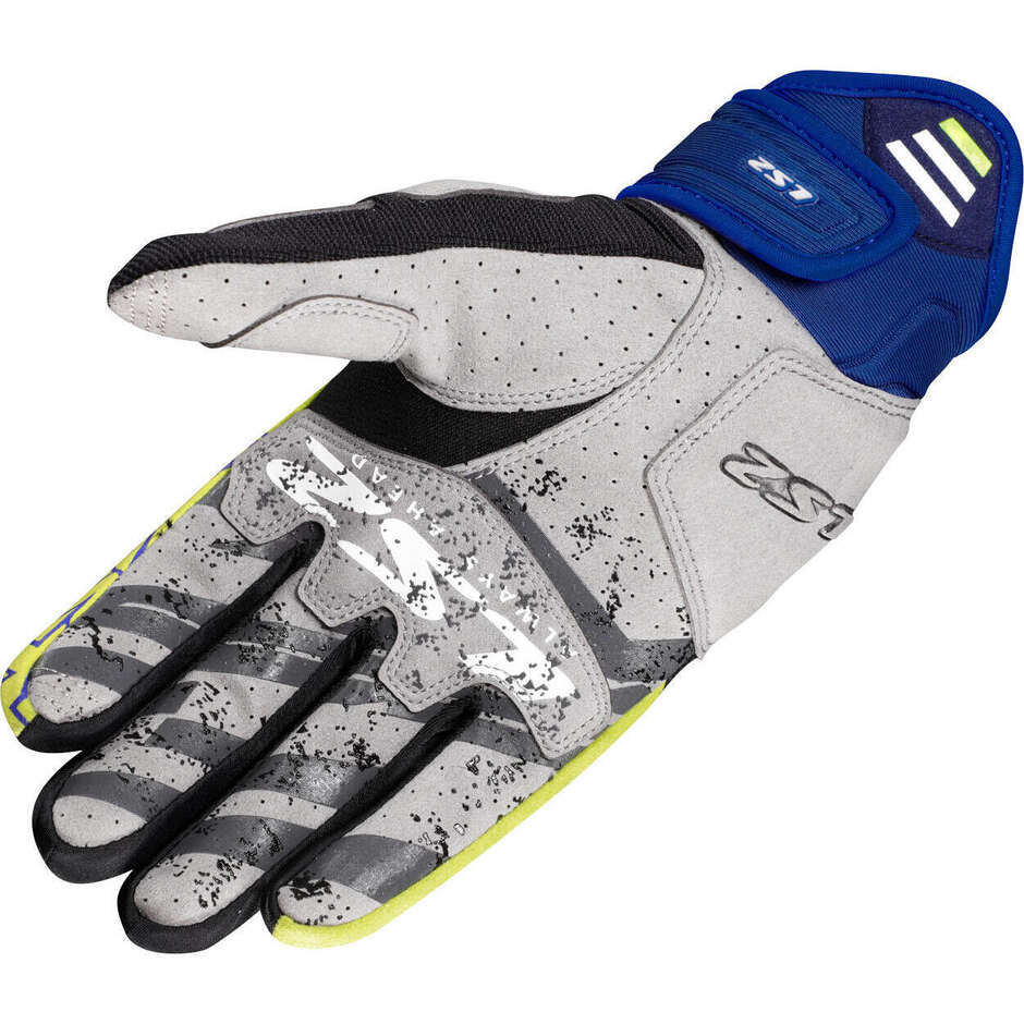 LS2 RAVIN MAN Motorcycle Gloves Blue Yellow H-Vision