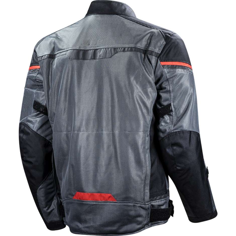 LS2 Riva Man Perforated Summer Motorcycle Jacket Dark Gray Red