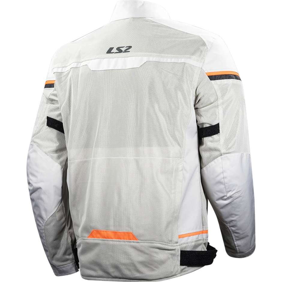 LS2 Riva Man Perforated Summer Motorcycle Jacket Light Gray Orange