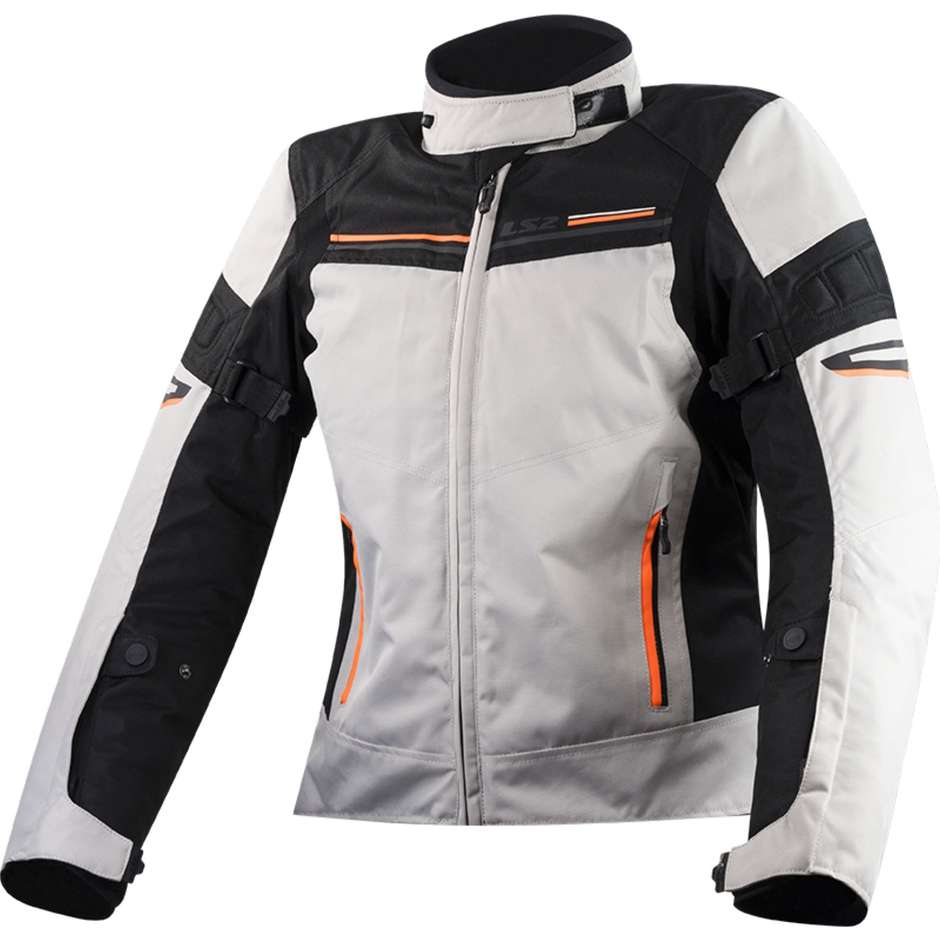 Ls2 Shadow Lady Gray Black Orange Technical Motorcycle Jacket