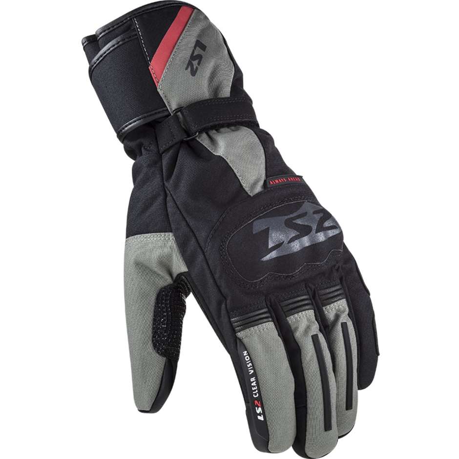 LS2 Snow WP Black Gray Winter Motorcycle Gloves