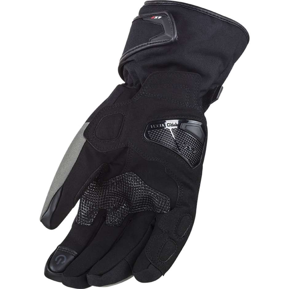 LS2 Snow WP Black Gray Winter Motorcycle Gloves