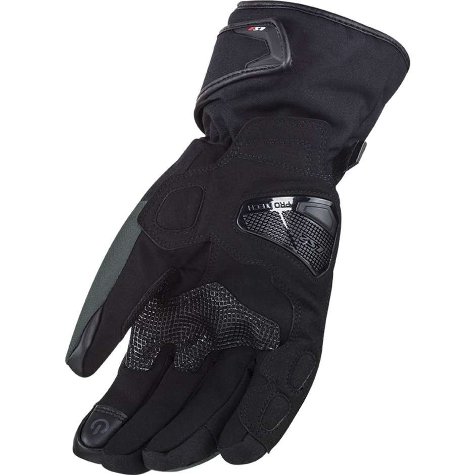 LS2 Snow WP Black Green Winter Motorcycle Gloves