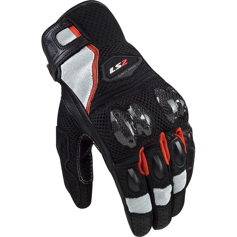 Ls2 Spark 2 AIR CE Black White Red Summer Leather Motorcycle Gloves
