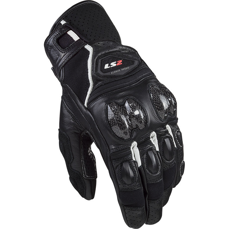 Ls2 Spark 2 CE Black White Summer Leather Motorcycle Gloves