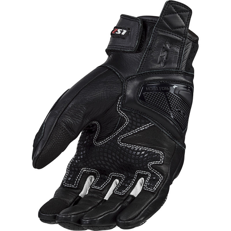 Ls2 Spark 2 CE Black White Summer Leather Motorcycle Gloves