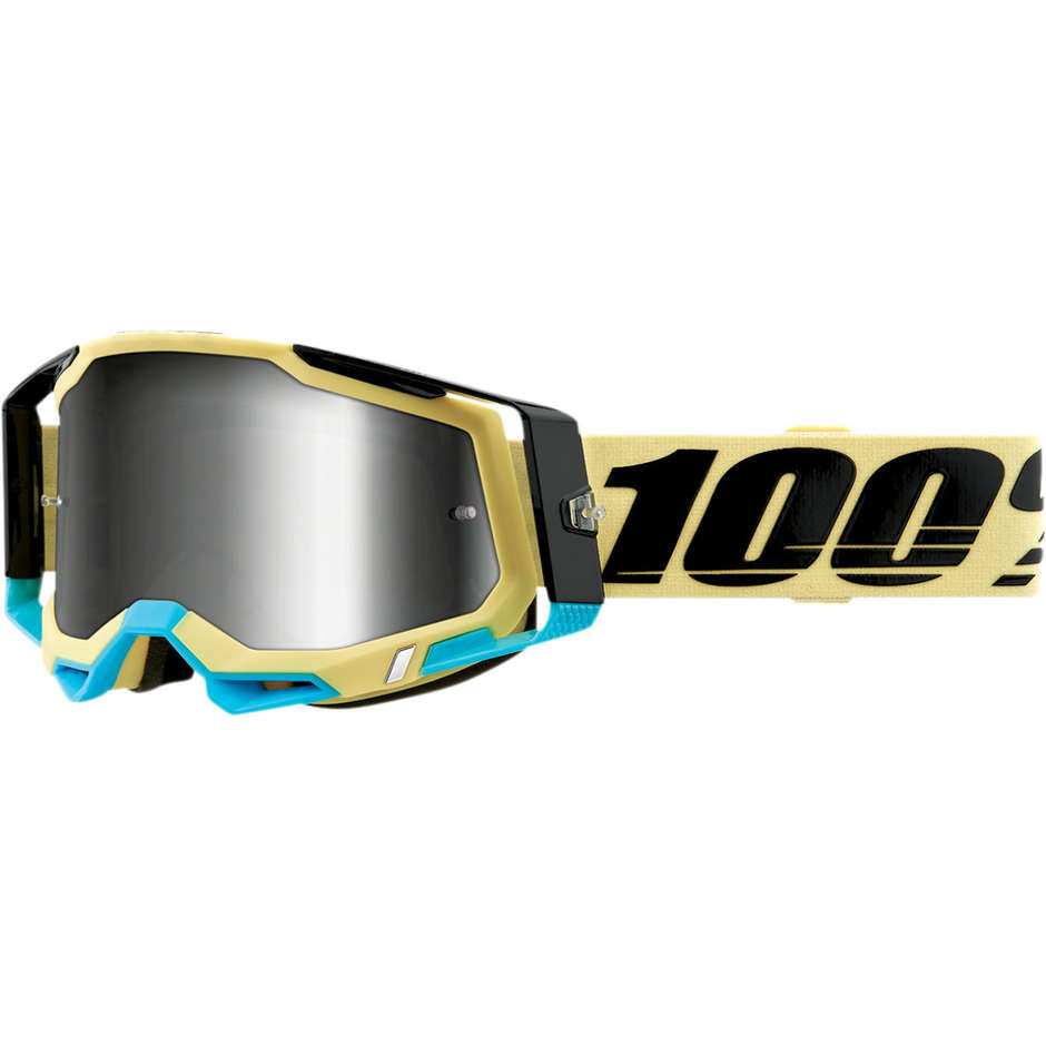 Lunettes de moto Cross Enduro 100% lentille miroir argentée RACECRAFT 2