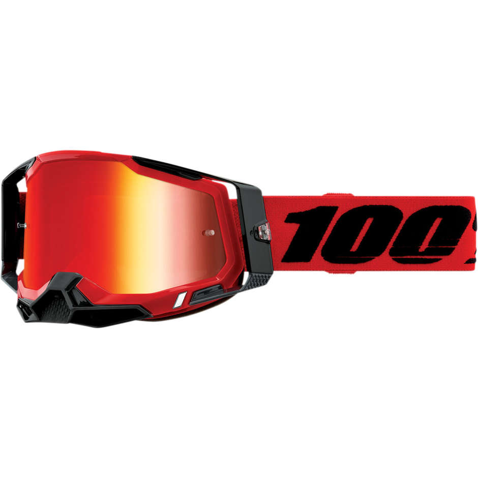 Lunettes de moto Cross Enduro 100% RACECRAFT 2 lentille miroir rouge rouge
