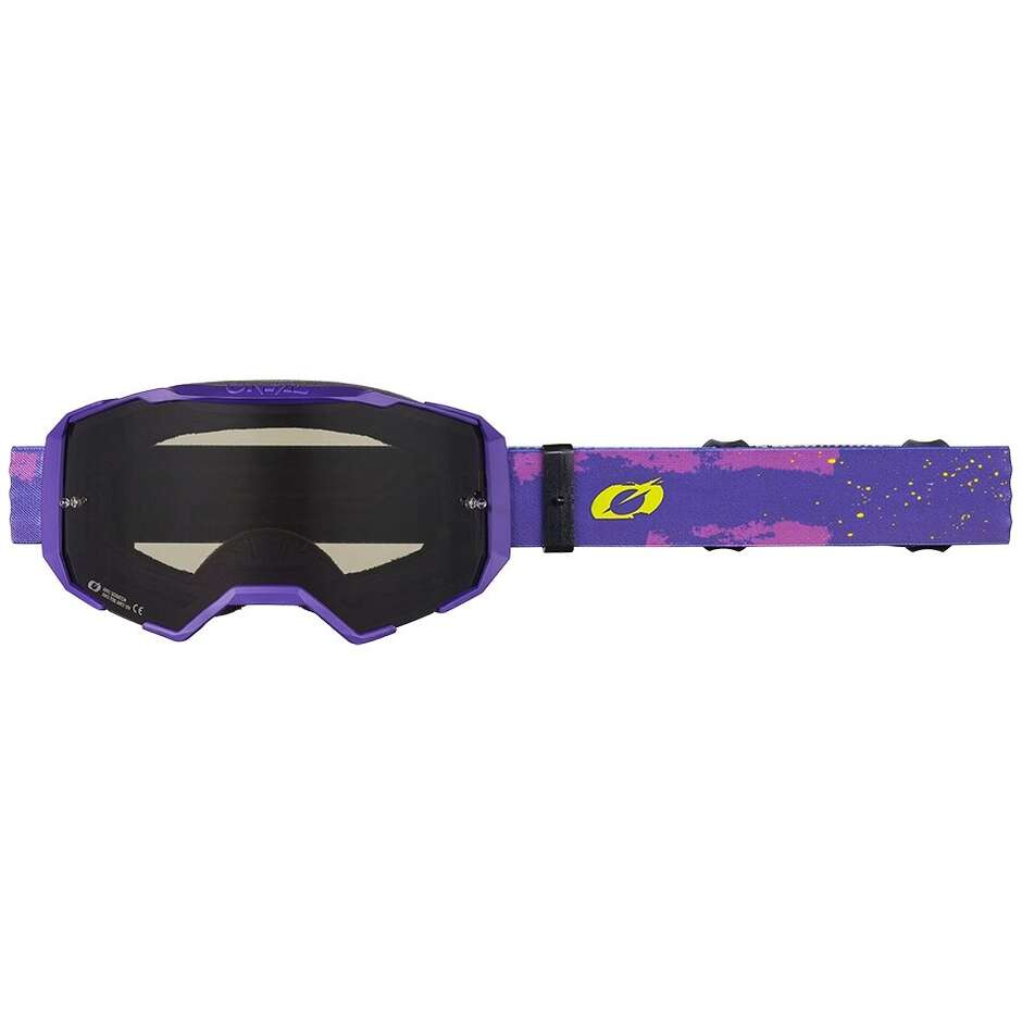 Lunettes de moto enduro Oneal B-22 PAINT Violet Jaune Croix