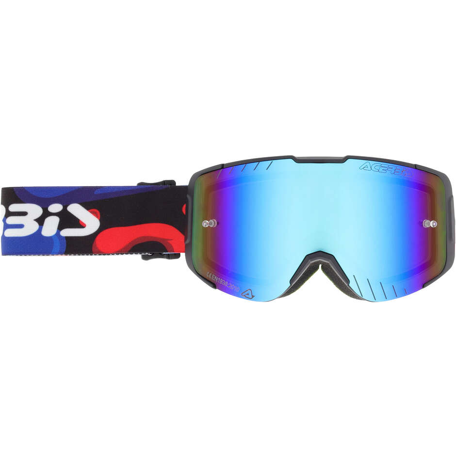 Lunettes de motocross ACERBIS VANGUARD KID MIRROR pour enfants, noir/bleu
