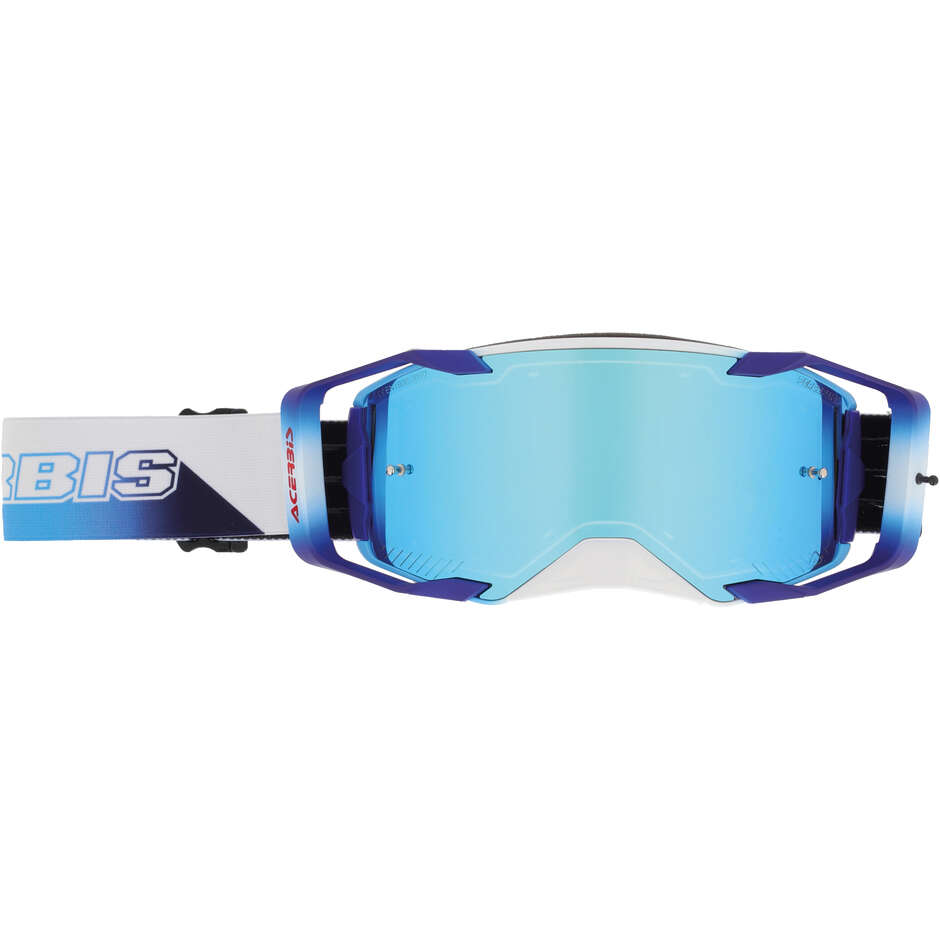 Lunettes de motocross ACERBIS VORTEX MIRROR blanches et bleues