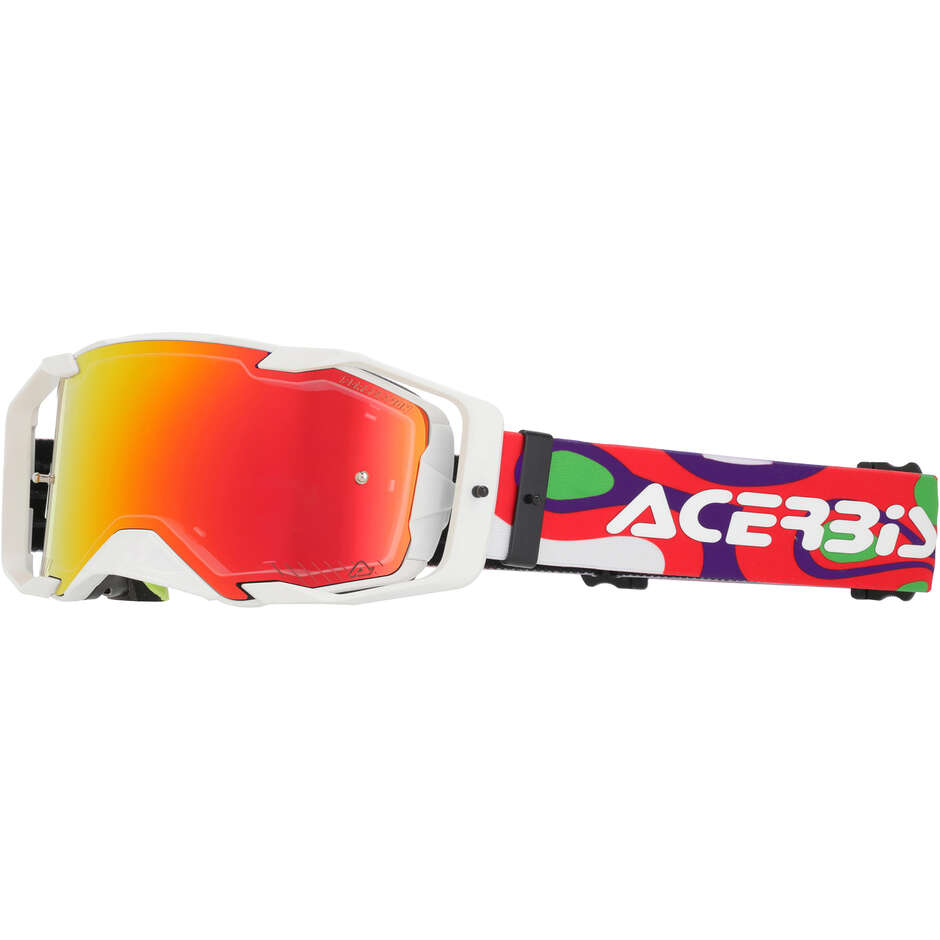Lunettes de motocross ACERBIS VORTEX MIRROR blanches et rouges