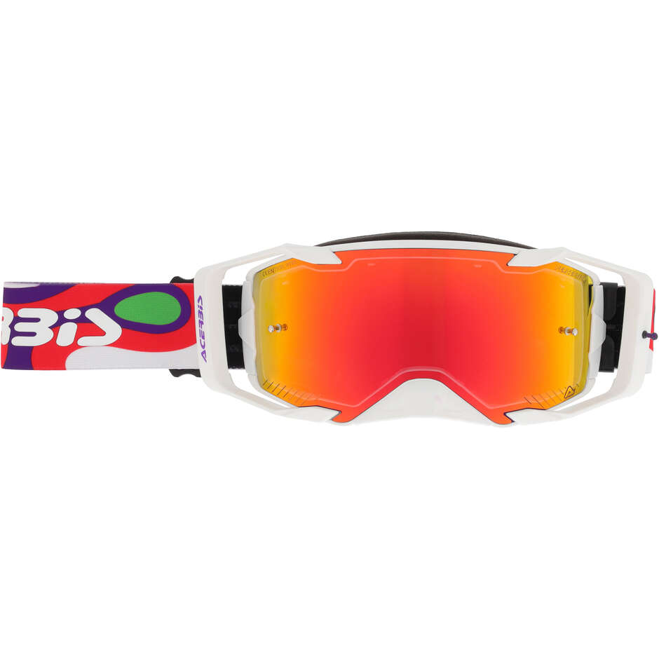 Lunettes de motocross ACERBIS VORTEX MIRROR blanches et rouges