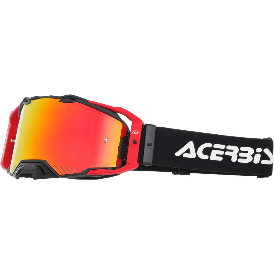 Lunettes de motocross ACERBIS VULCAN MIRROR jaunes, noires et rouges