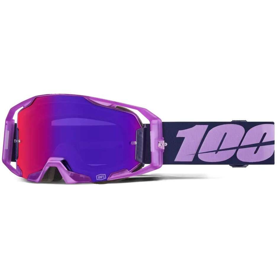 Lunettes de motocross enduro 100% ARMATIC TOYOKO violet foncé avec verres violets miroir