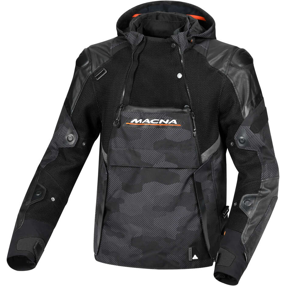 Macna Bradical Motorcycle Jacket Black-Grey camo Orange