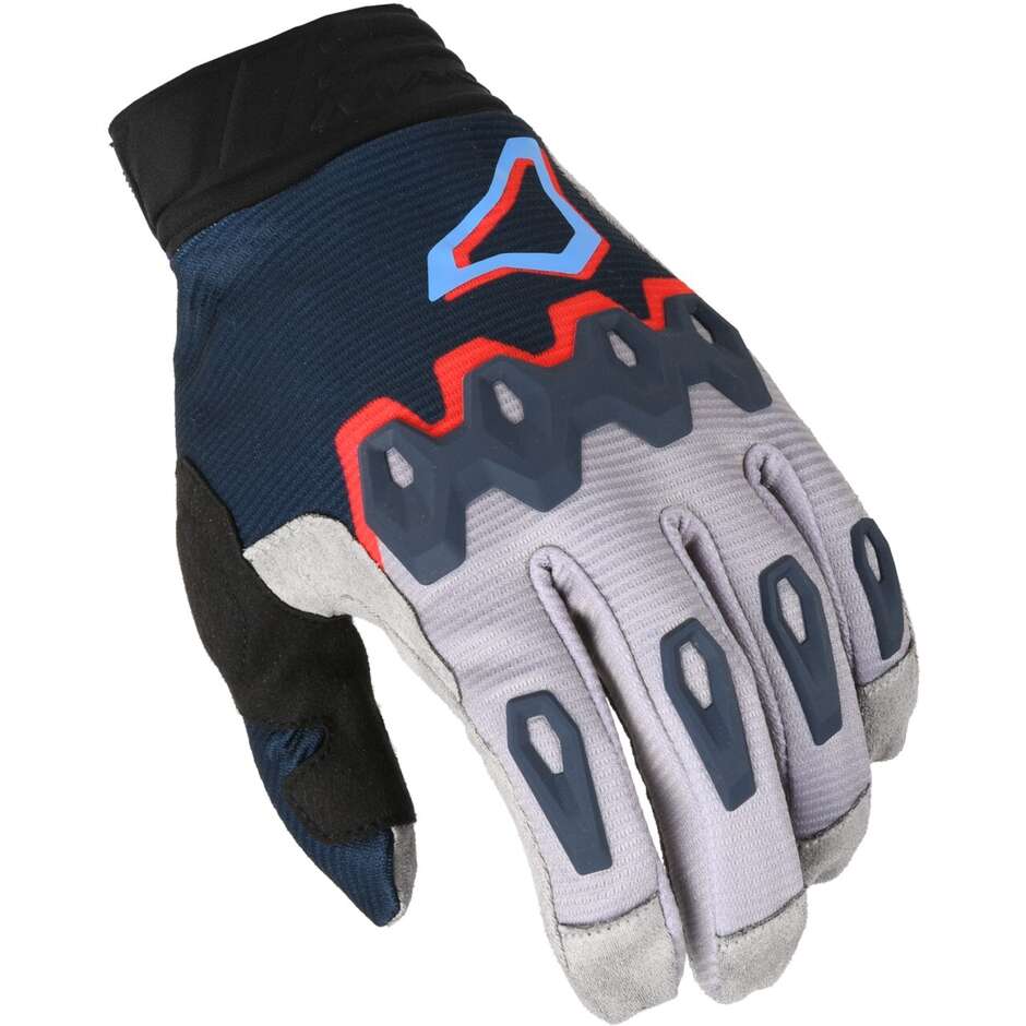 Macna Chameleon-1 Motocross-Handschuhe Grau Blau Rot