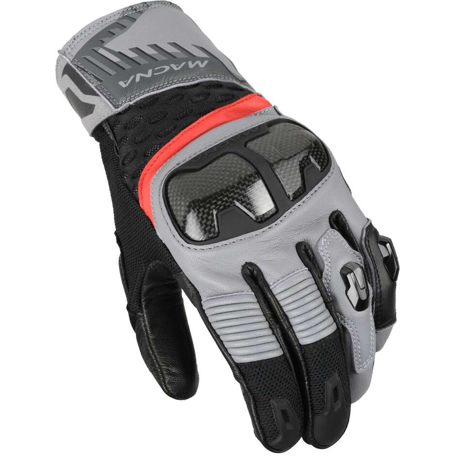 Macna Chizu Motorcycle Gloves Grey Black Red