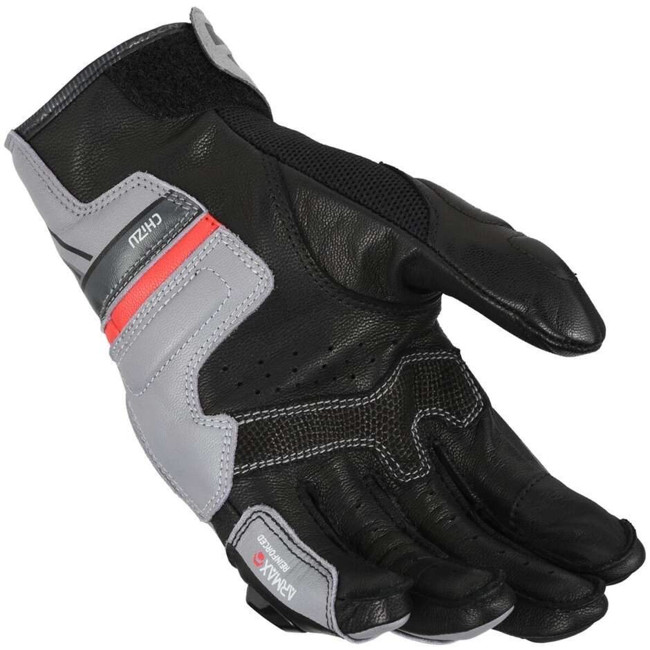 Macna Chizu Motorcycle Gloves Grey Black Red