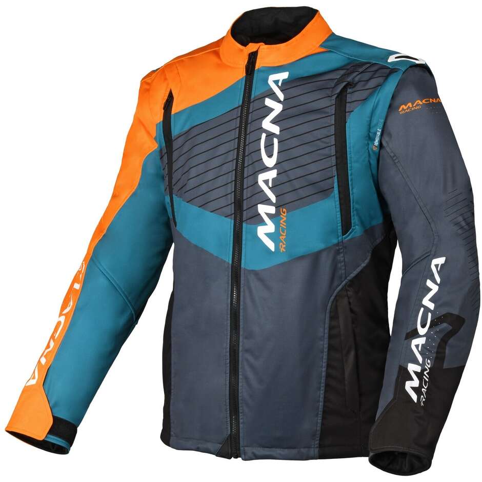 Macna Crest Off Road Motorcycle Jacket Orange Grey Blue