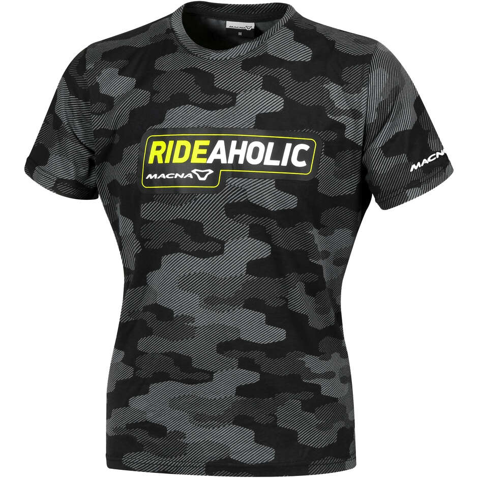 Macna Dazzle Rideaholic Women's T-Shirt Black Fluorescent Grey Yellow